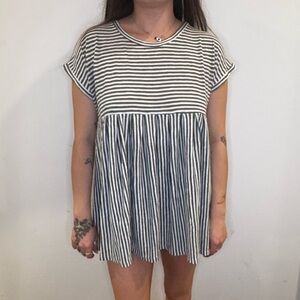 TALULAH Green and White Striped Tunic